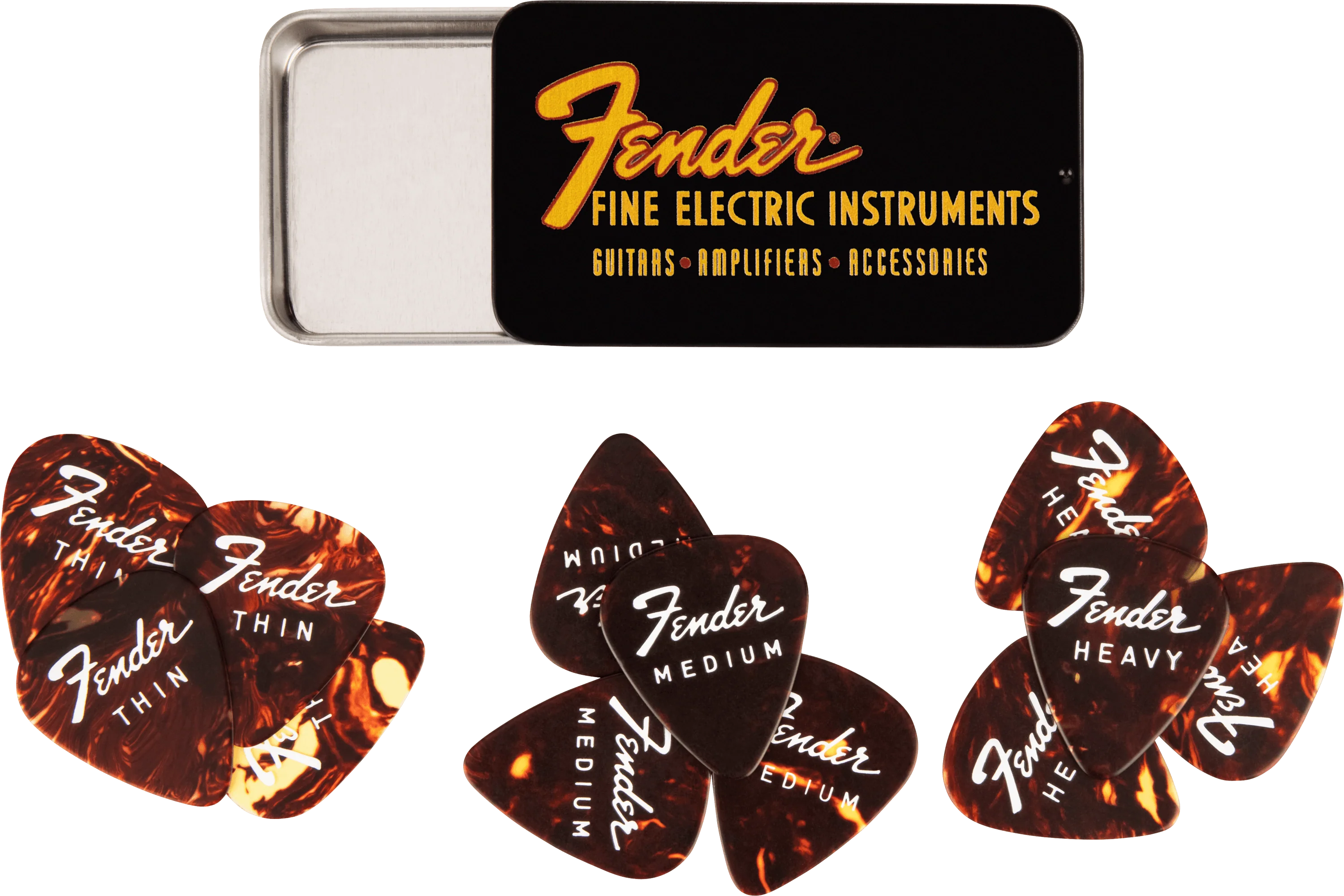 Fender® Fine Electric Pick Tin - 12 Pack 1 Fender® Fine Electric Pick Tin - 12 Pack