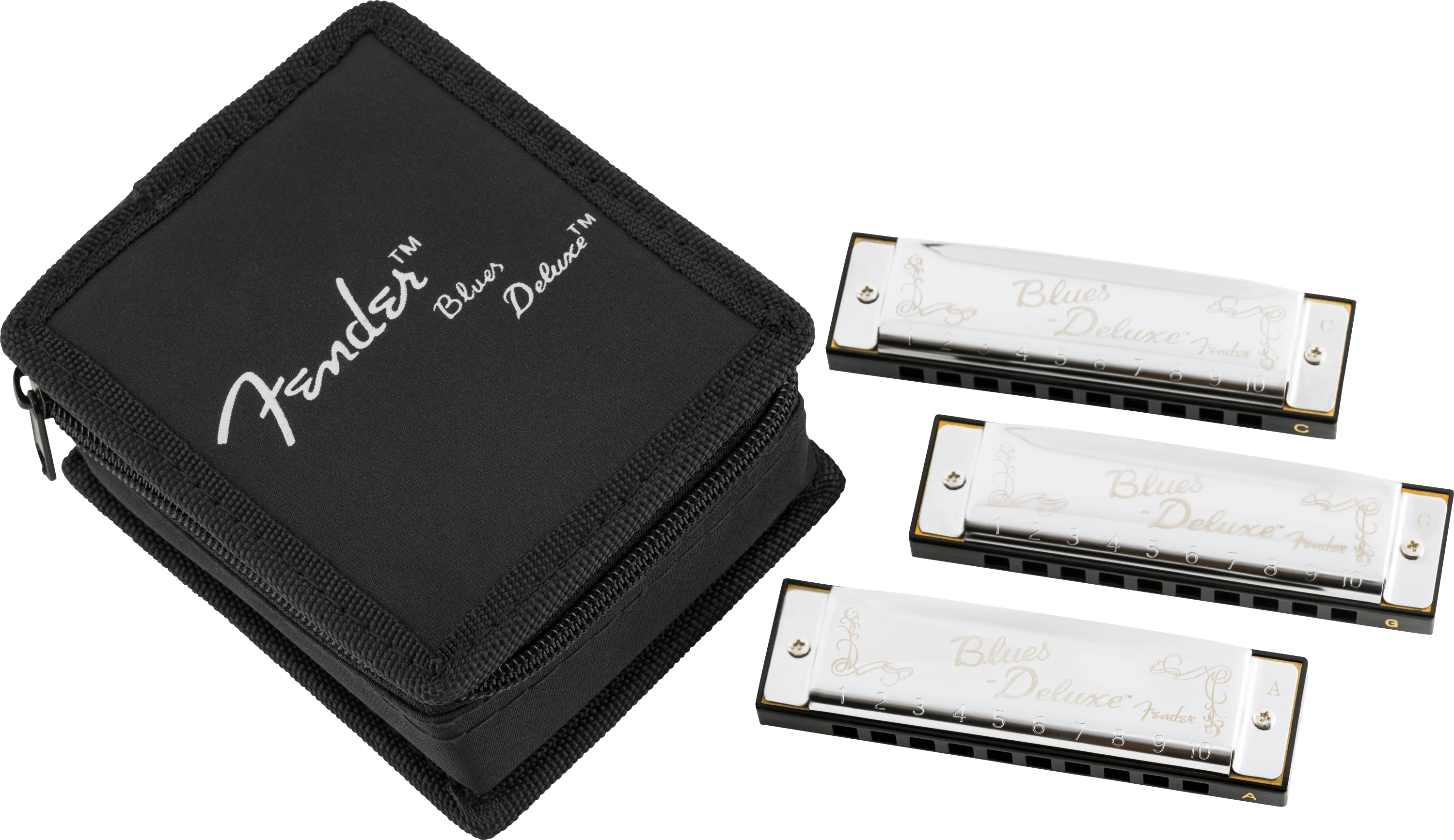 Blues Deluxe Harmonicas - 3 Pack with Case