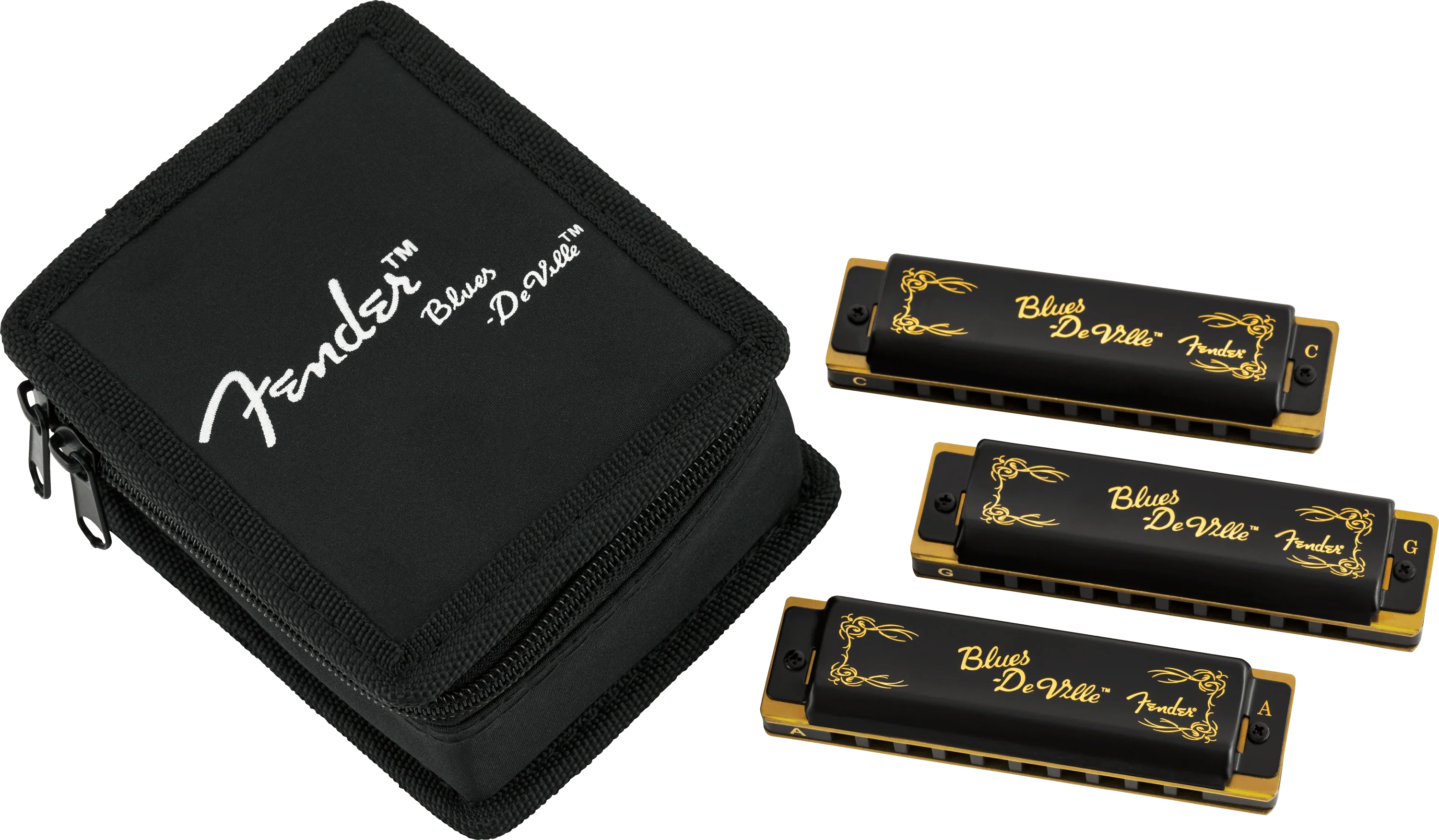 Blues DeVille Harmonicas - 3 Pack with Case
