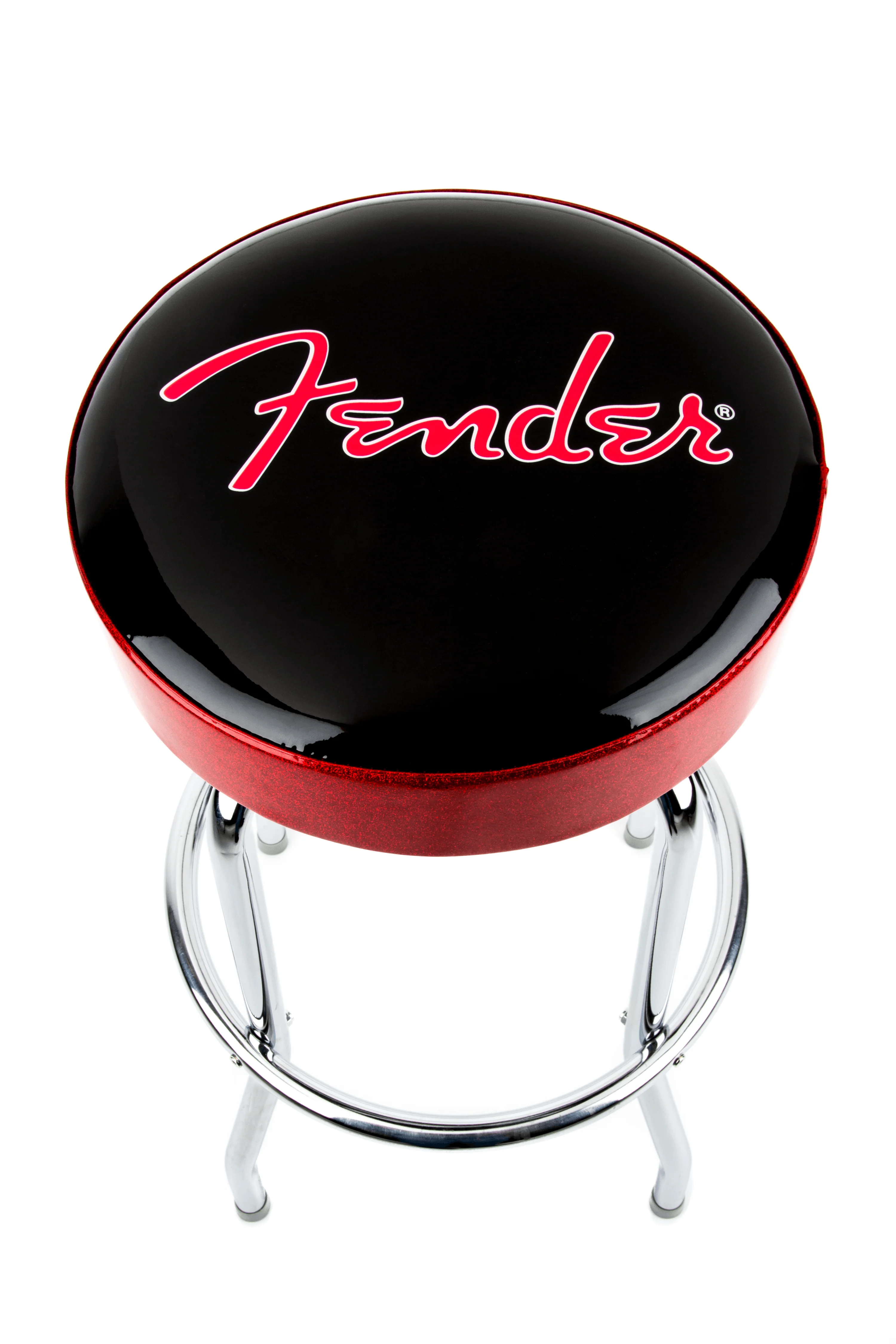 Fender® Red Sparkle Logo Barstool, Black and Red Sparkle 1 Fender® Red Sparkle Logo Barstool, Black and Red Sparkle
