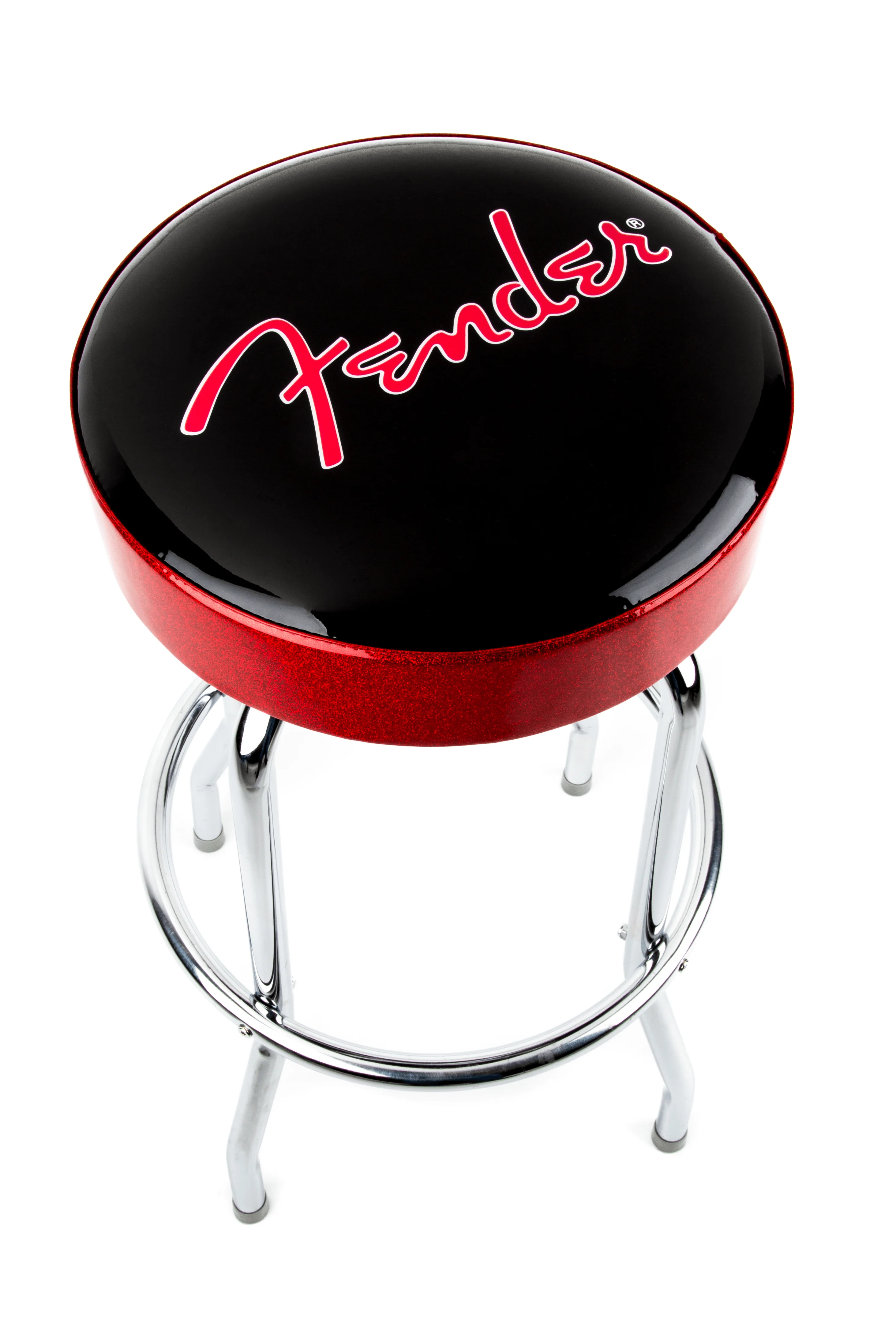Fender® Red Sparkle Logo Barstool, Black and Red Sparkle 2 Fender® Red Sparkle Logo Barstool, Black and Red Sparkle