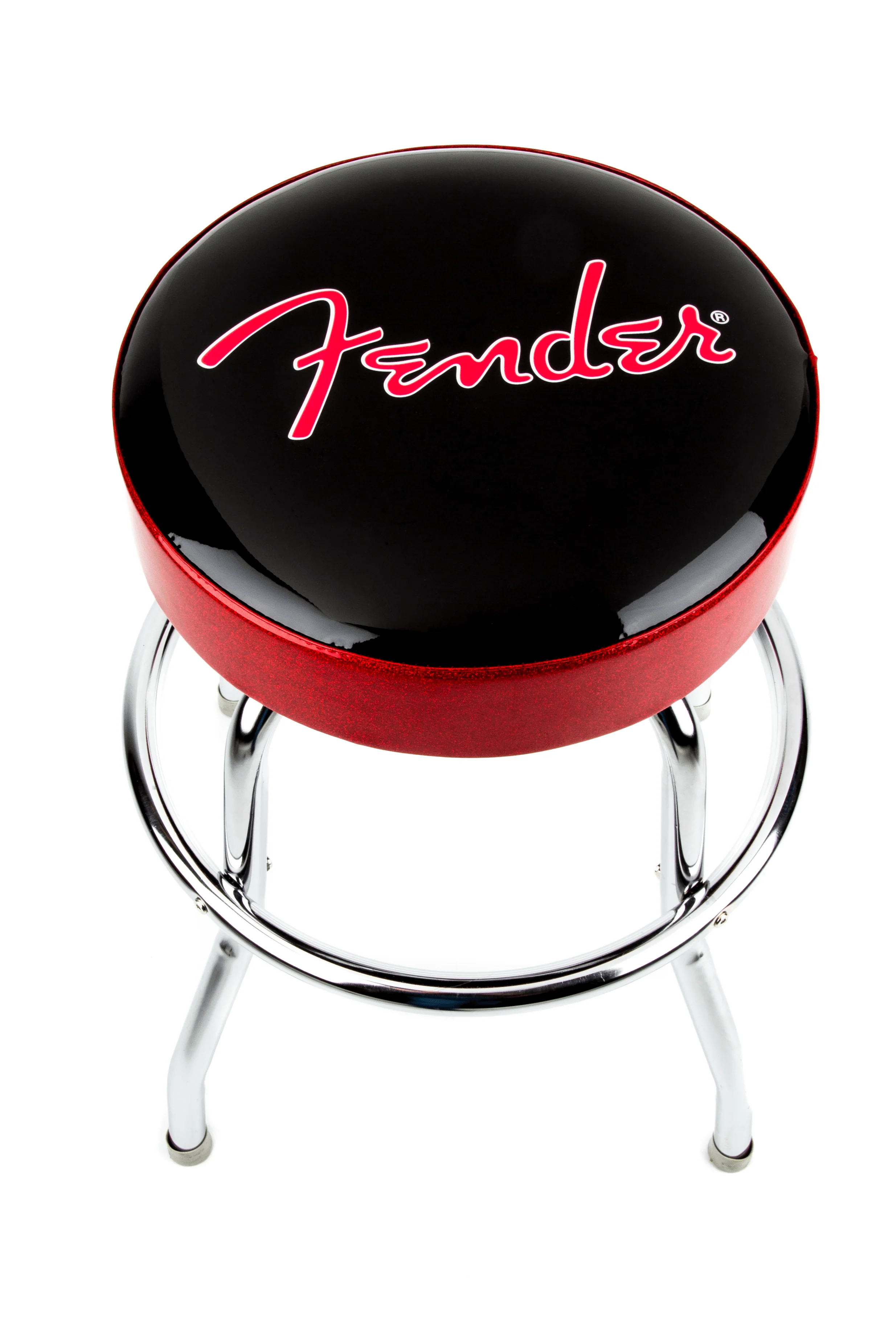 Fender® Red Sparkle Logo Barstool, Black and Red Sparkle 3 Fender® Red Sparkle Logo Barstool, Black and Red Sparkle