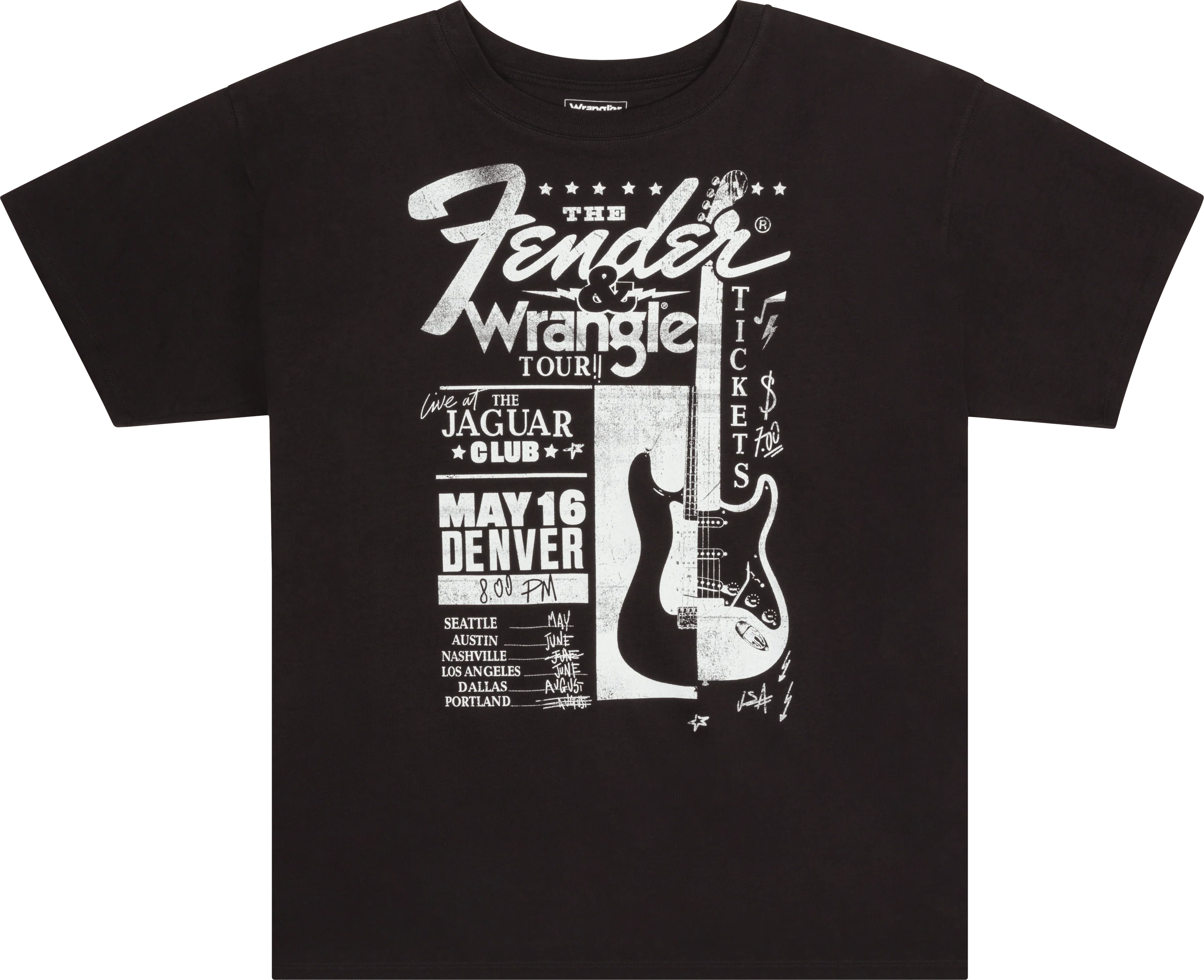 Fender® x Wrangler® Women's Oversized Concert Tee, Faded Black 5 Fender® x Wrangler® Women's Oversized Concert Tee, Faded Black