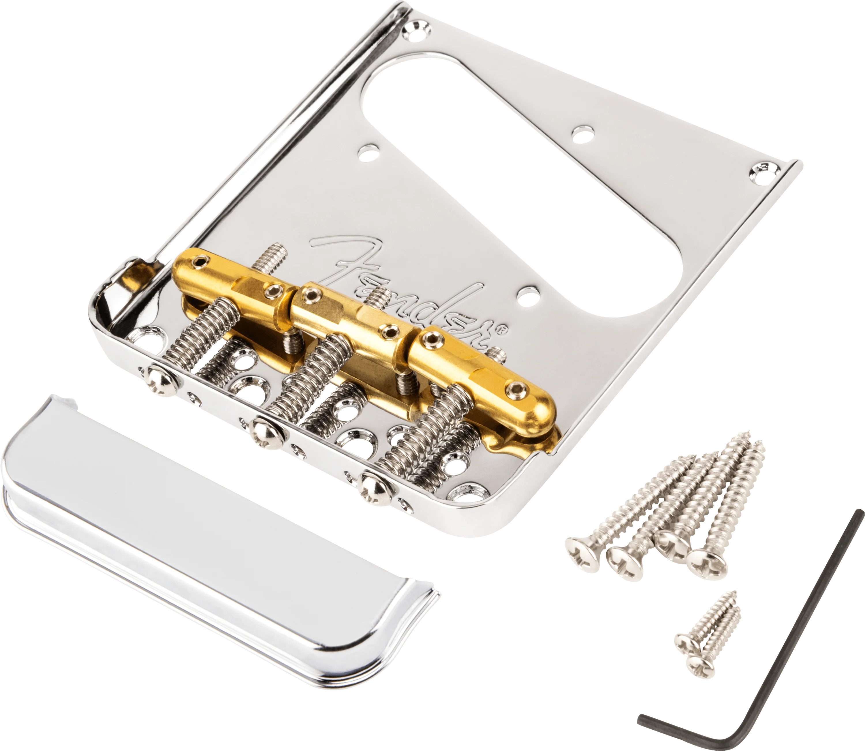 3-Saddle Top-Load/String-Through Tele® Bridge with Compensated Brass "Bullet" Saddles 2 3-Saddle Top-Load/String-Through Tele® Bridge with Compensated Brass "Bullet" Saddles