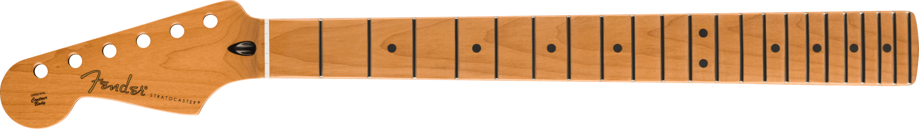 Satin Roasted Maple Stratocaster LH Neck, 22 Jumbo Frets, 12", Maple, Flat Oval Shape 1 Satin Roasted Maple Stratocaster LH Neck, 22 Jumbo Frets, 12", Maple, Flat Oval Shape