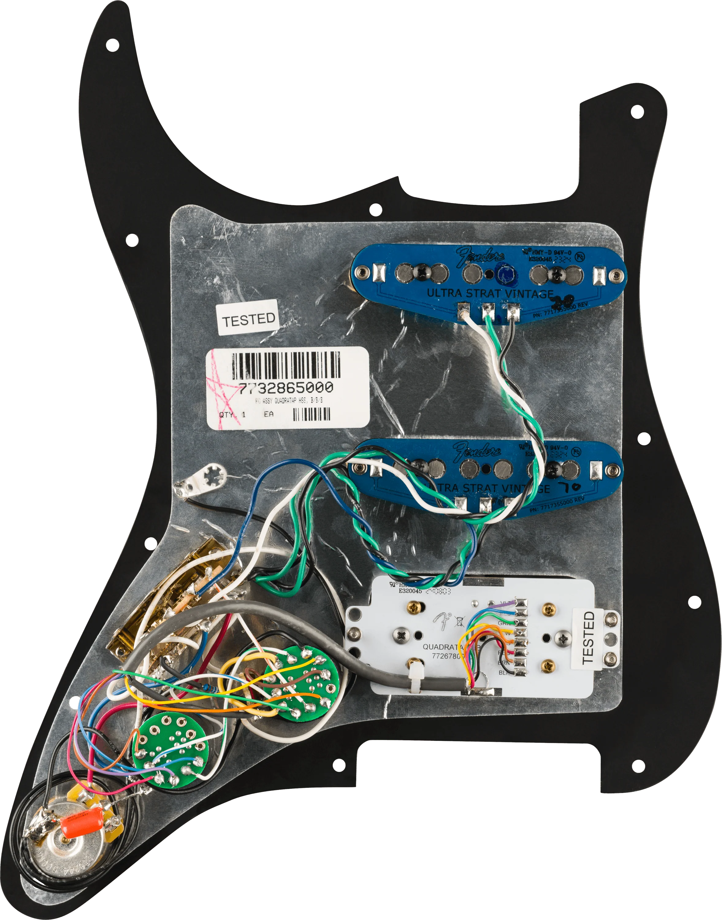 Pre-Wired Strat® Pickguard, Quadra Tap™/Ultra Noiseless™ HSS 2 Pre-Wired Strat® Pickguard, Quadra Tap™/Ultra Noiseless™ HSS