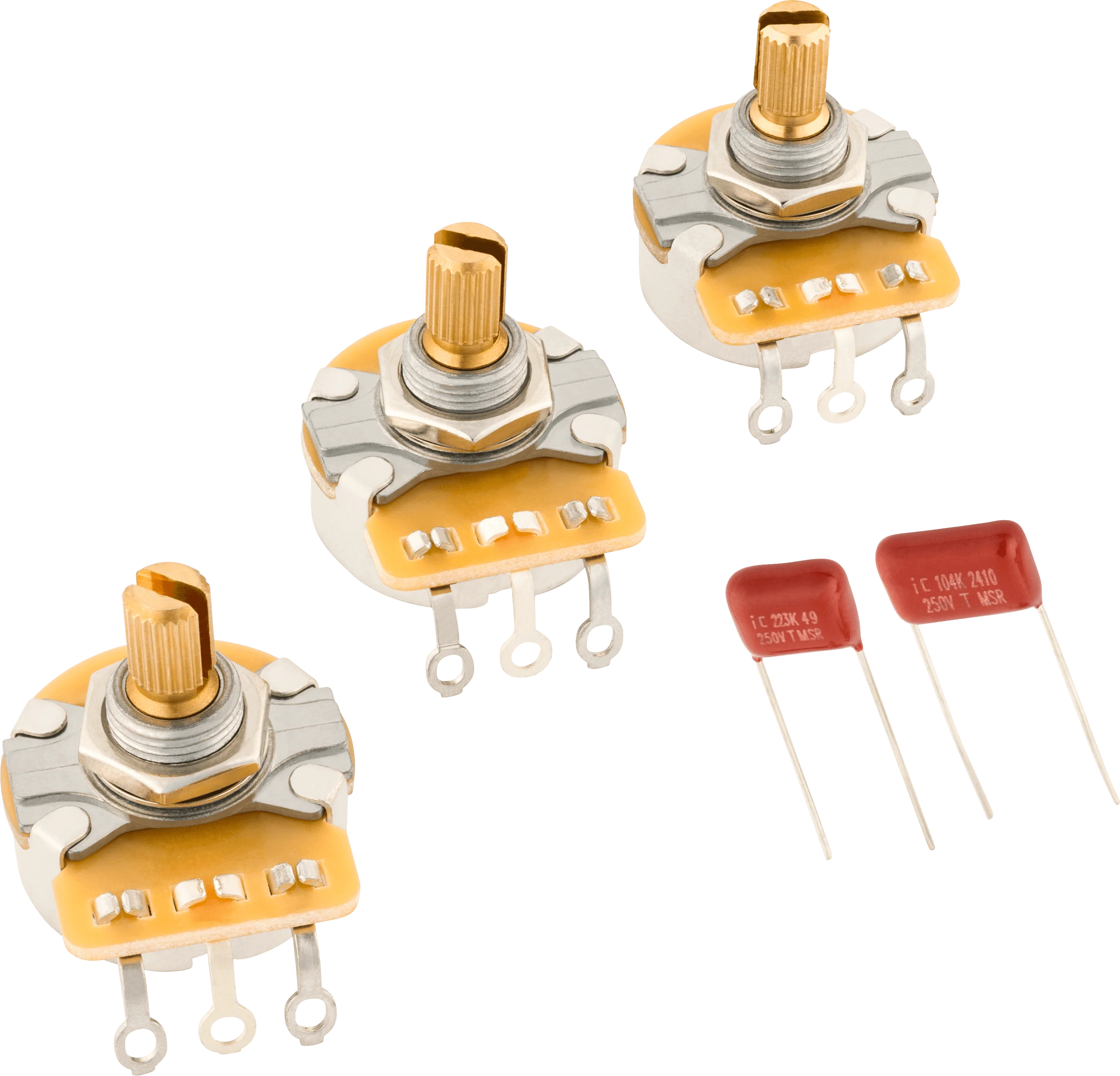 Stratocaster® Split Shaft Potentiometer and Capacitor Kit, 3-Pack