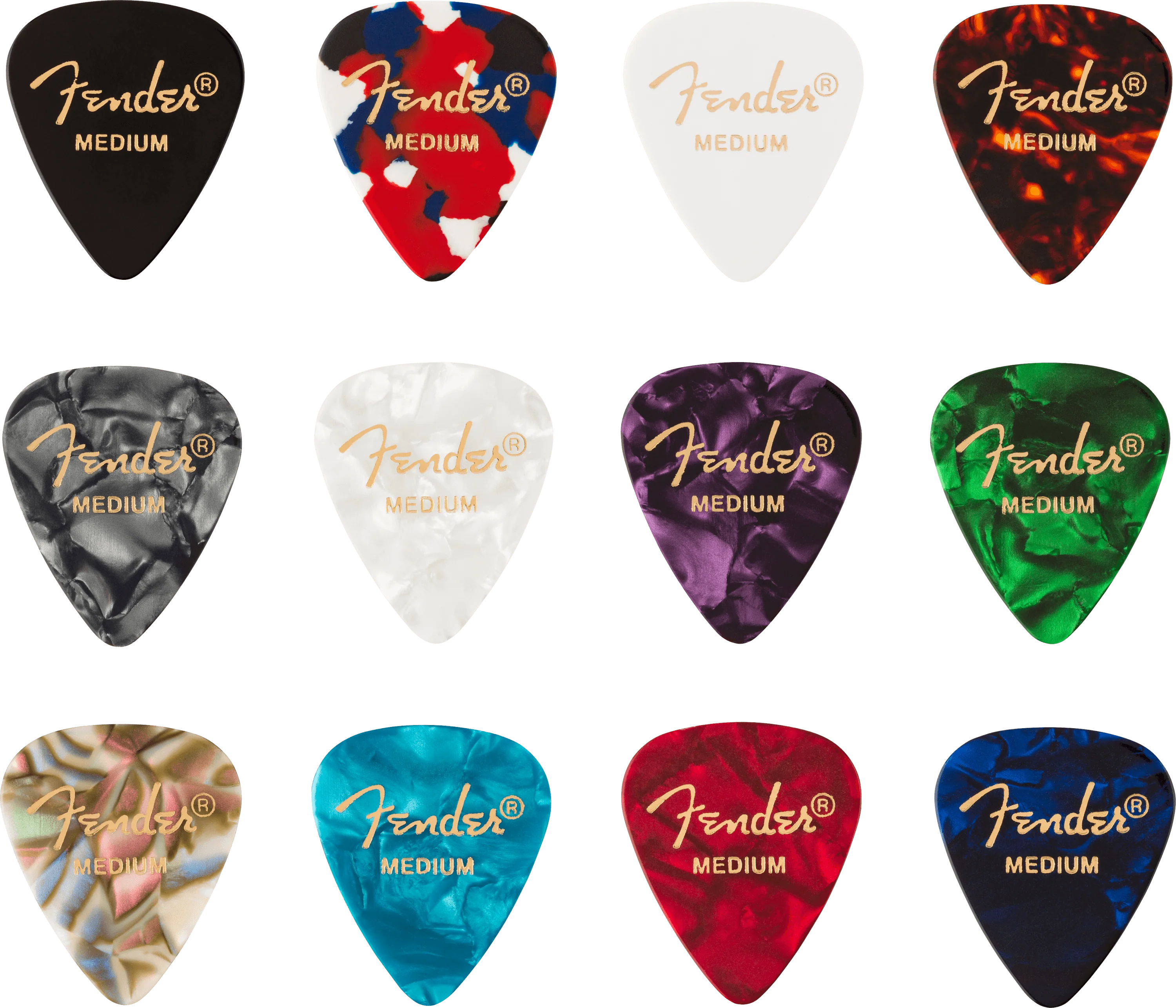 Celluloid Medley Picks, 351 Shape - 12 Pack 2 Celluloid Medley Picks, 351 Shape - 12 Pack