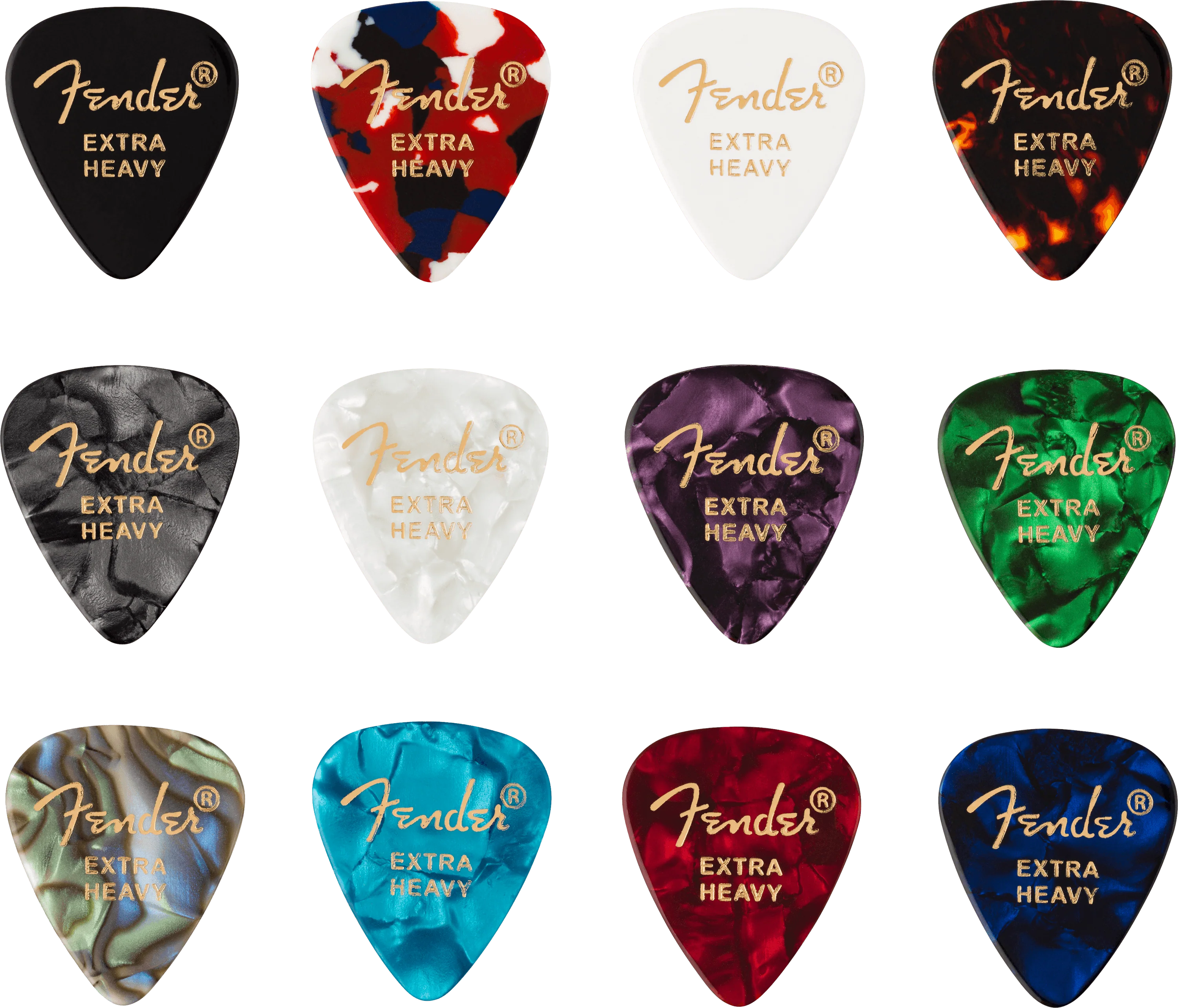 Celluloid Medley Picks, 351 Shape - 12 Pack 4 Celluloid Medley Picks, 351 Shape - 12 Pack